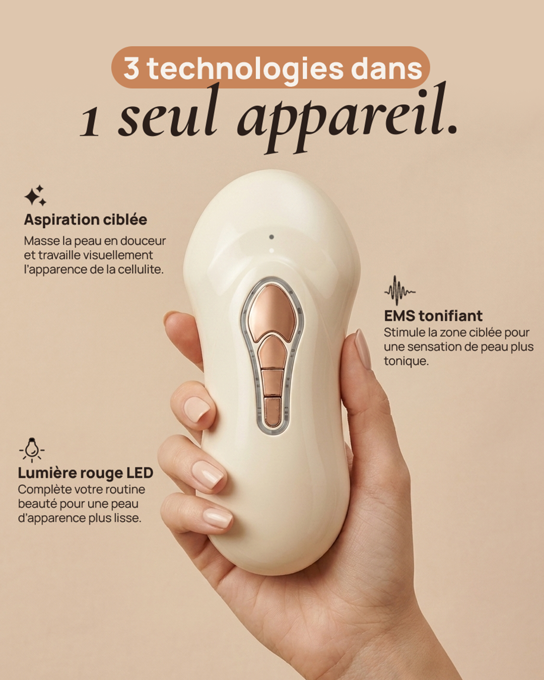 NUVÉANE | Ventouse Anti-Cellulite Électrique 3-en-1