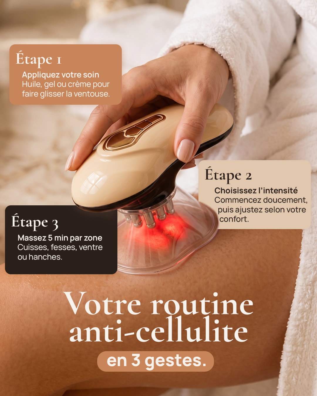 NUVÉANE | Ventouse Anti-Cellulite Électrique 3-en-1